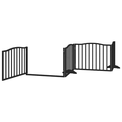vidaXL Dog Gate with Door Foldable 4 Panels Black 320 cm Poplar Wood 4