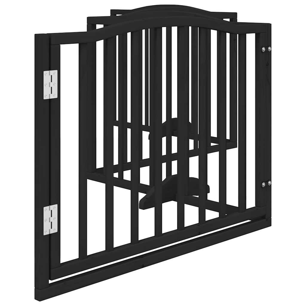 vidaXL Dog Gate with Door Foldable 4 Panels Black 320 cm Poplar Wood 5
