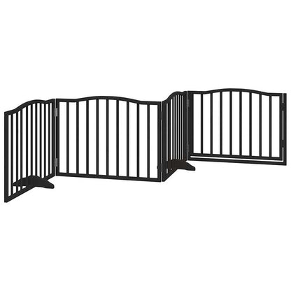 vidaXL Dog Gate with Door Foldable 4 Panels Black 320 cm Poplar Wood 6