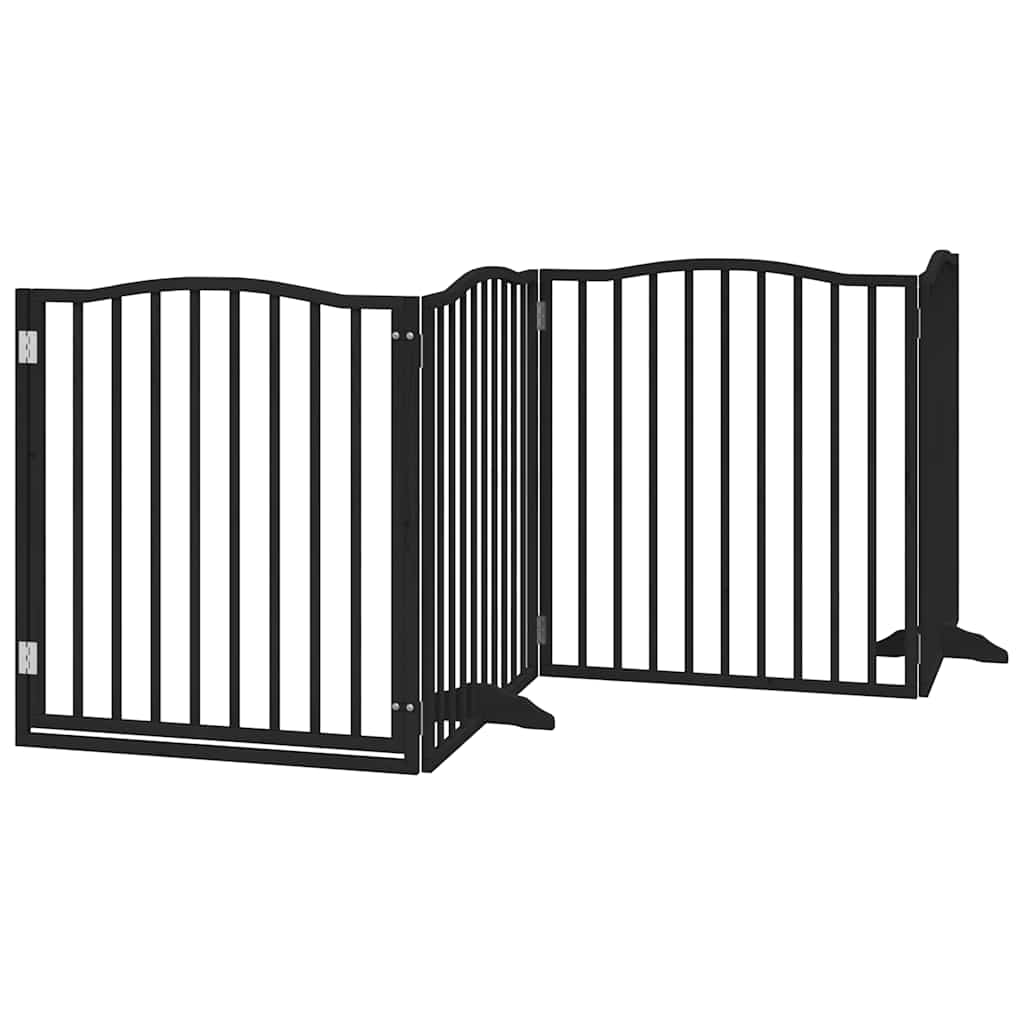 vidaXL Dog Gate with Door Foldable 4 Panels Black 320 cm Poplar Wood 2