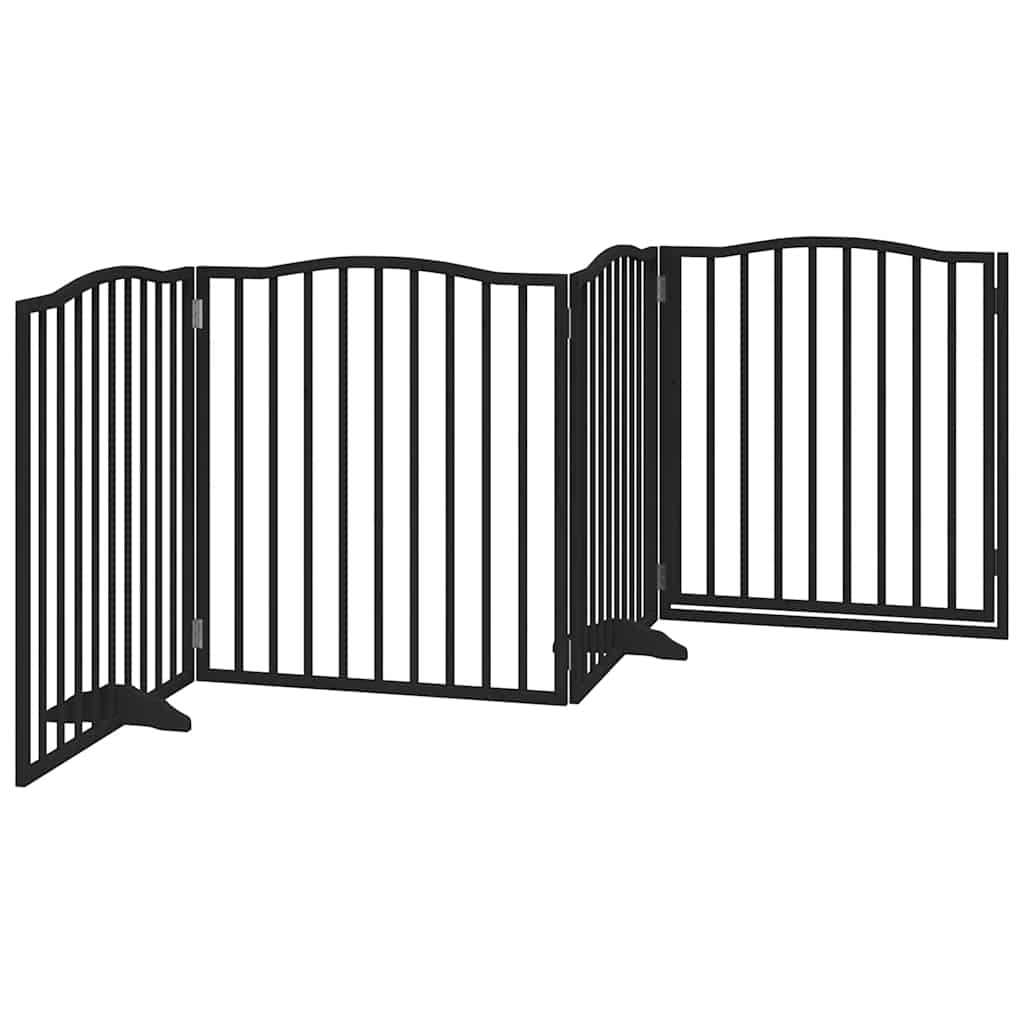 vidaXL Dog Gate with Door Foldable 4 Panels Black 320 cm Poplar Wood 6