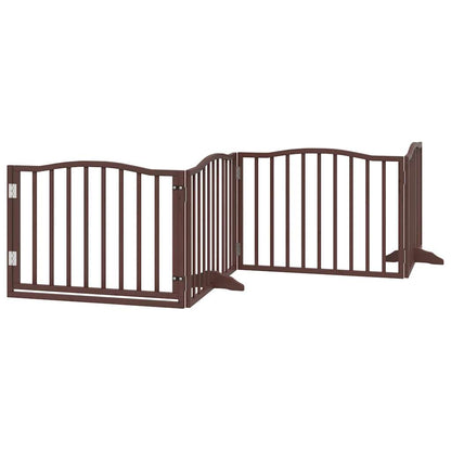 vidaXL Dog Gate with Door Foldable 4 Panels Brown Oak 320 cm Poplar Wood 2
