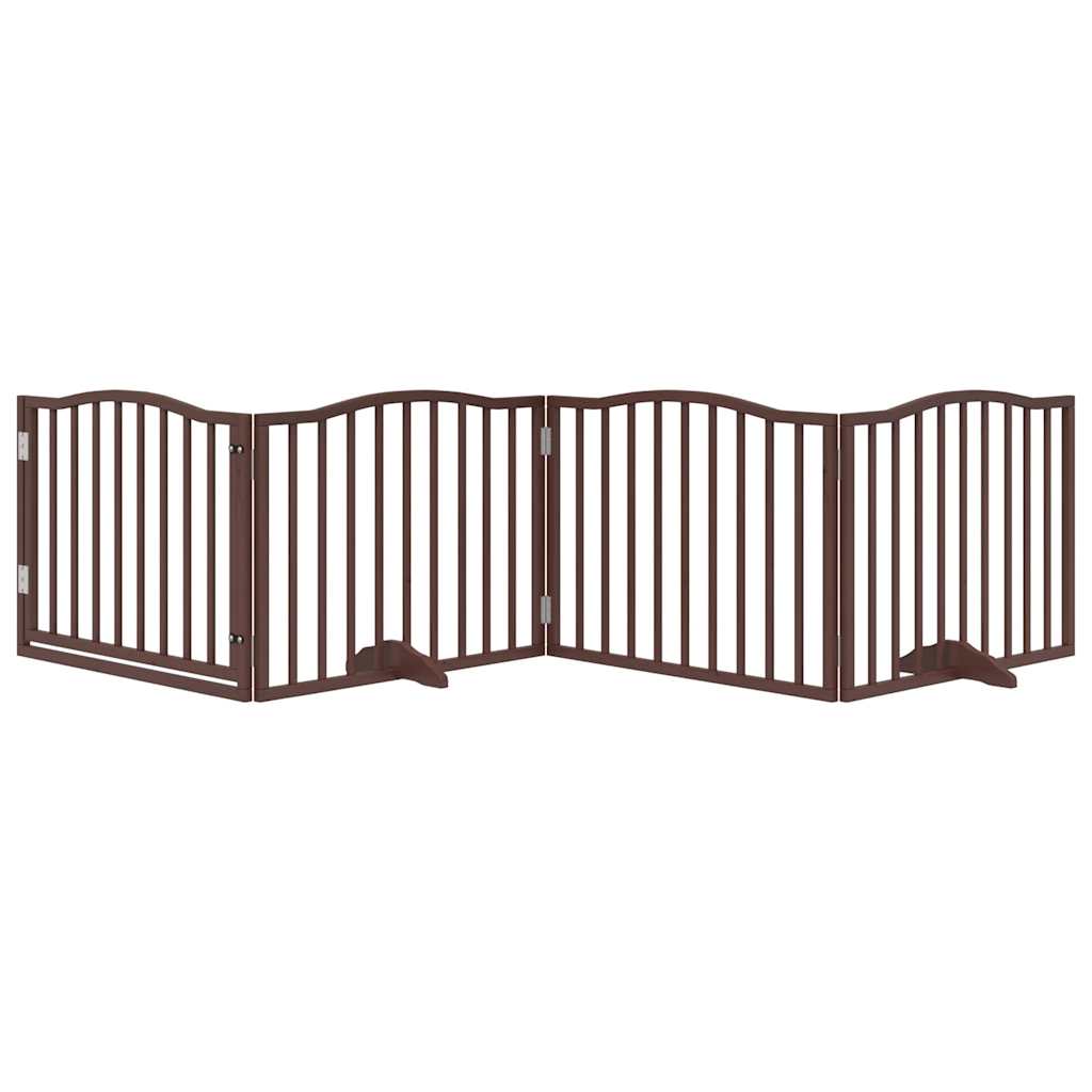 vidaXL Dog Gate with Door Foldable 4 Panels Brown Oak 320 cm Poplar Wood 3