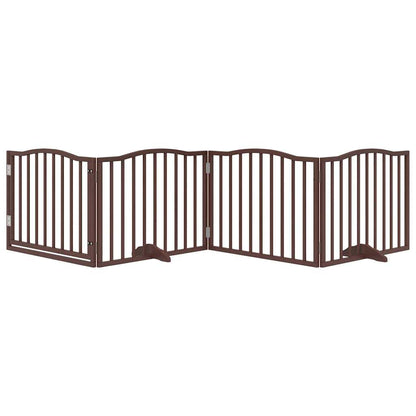 vidaXL Dog Gate with Door Foldable 4 Panels Brown Oak 320 cm Poplar Wood 3