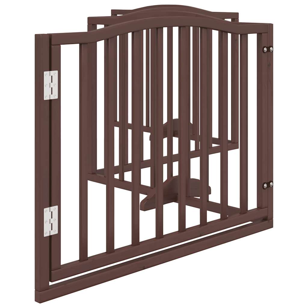 vidaXL Dog Gate with Door Foldable 4 Panels Brown Oak 320 cm Poplar Wood 5