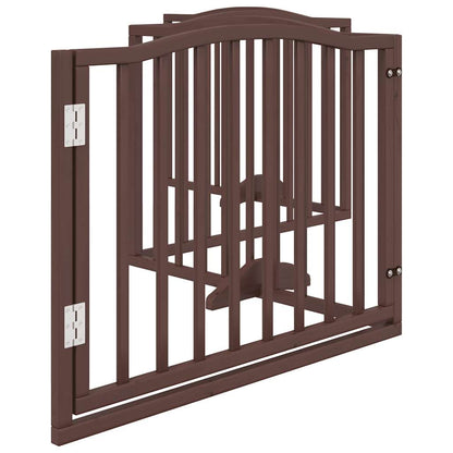 vidaXL Dog Gate with Door Foldable 4 Panels Brown Oak 320 cm Poplar Wood 5