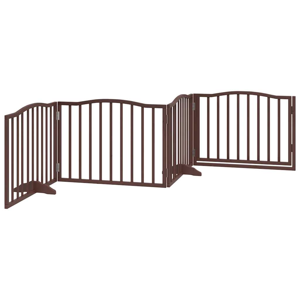 vidaXL Dog Gate with Door Foldable 4 Panels Brown Oak 320 cm Poplar Wood 6