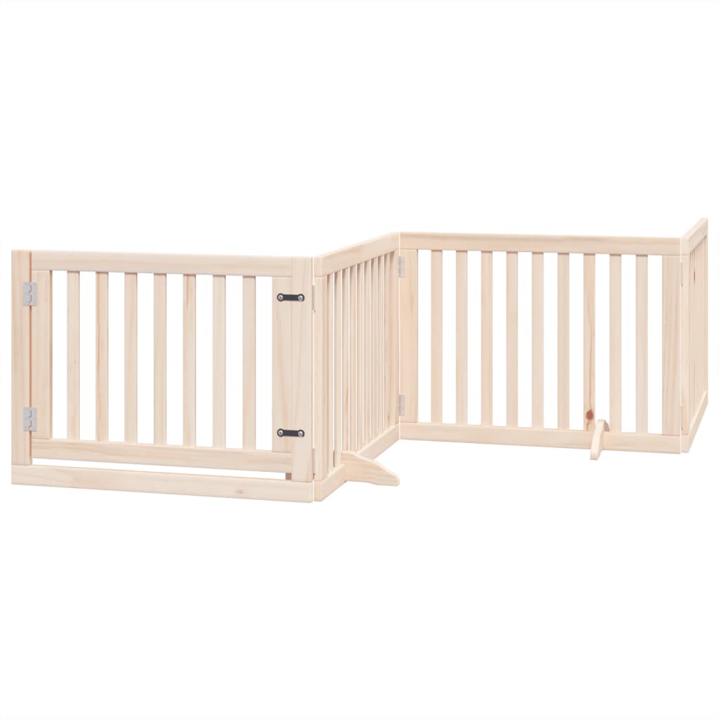 vidaXL Dog Gate with Door Foldable 4 Panels 320 cm Poplar Wood 2