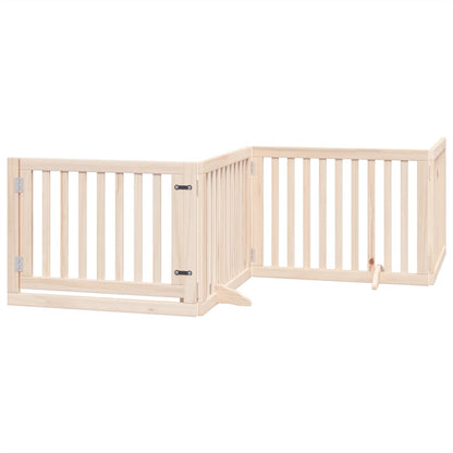vidaXL Dog Gate with Door Foldable 4 Panels 320 cm Poplar Wood 2