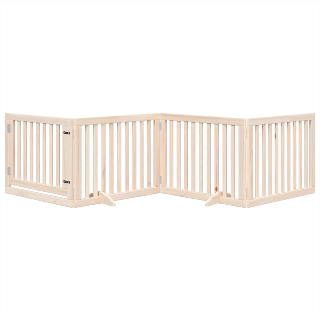 vidaXL Dog Gate with Door Foldable 4 Panels 320 cm Poplar Wood 3