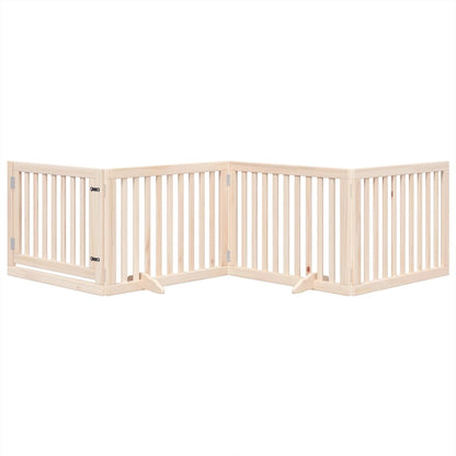 vidaXL Dog Gate with Door Foldable 4 Panels 320 cm Poplar Wood 3