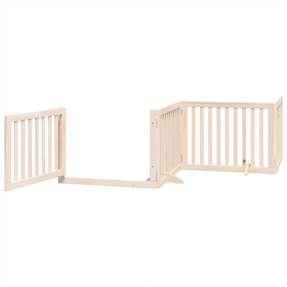 vidaXL Dog Gate with Door Foldable 4 Panels 320 cm Poplar Wood 4