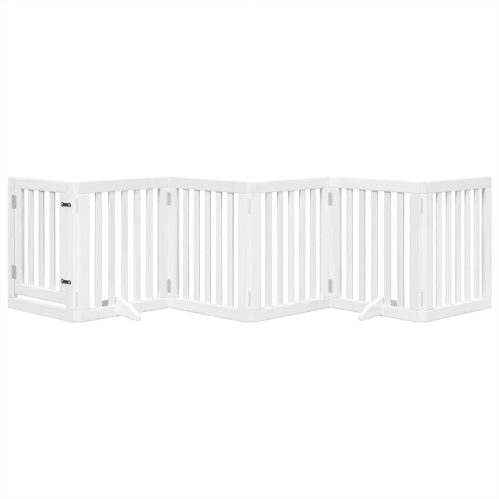 vidaXL Dog Gate with Door Foldable 6 Panels White 300 cm Poplar Wood 3