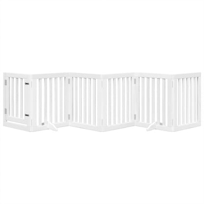 vidaXL Dog Gate with Door Foldable 6 Panels White 300 cm Poplar Wood 3