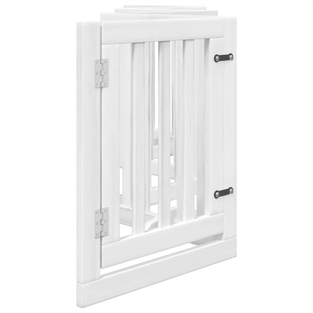 vidaXL Dog Gate with Door Foldable 6 Panels White 300 cm Poplar Wood 5