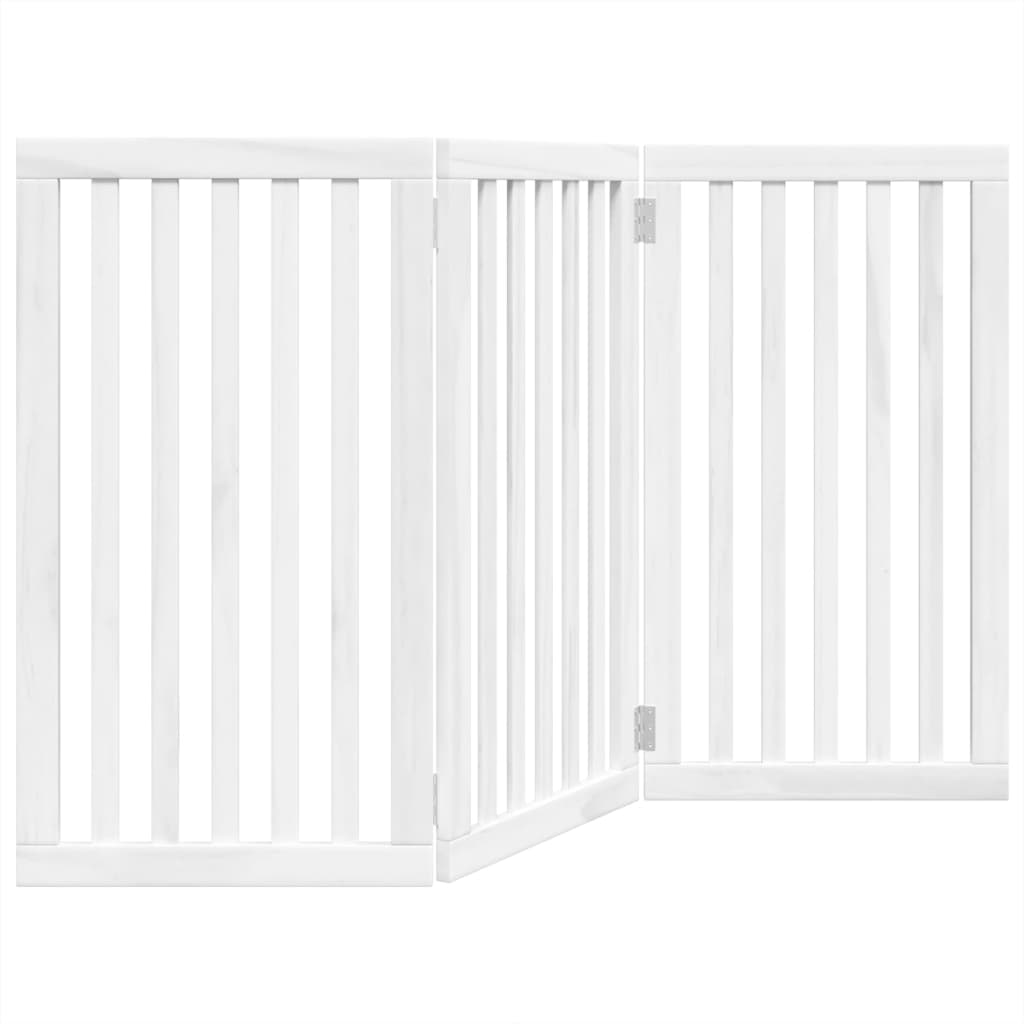 vidaXL Dog Gate Foldable 3 Panels White 150 cm Poplar Wood 2