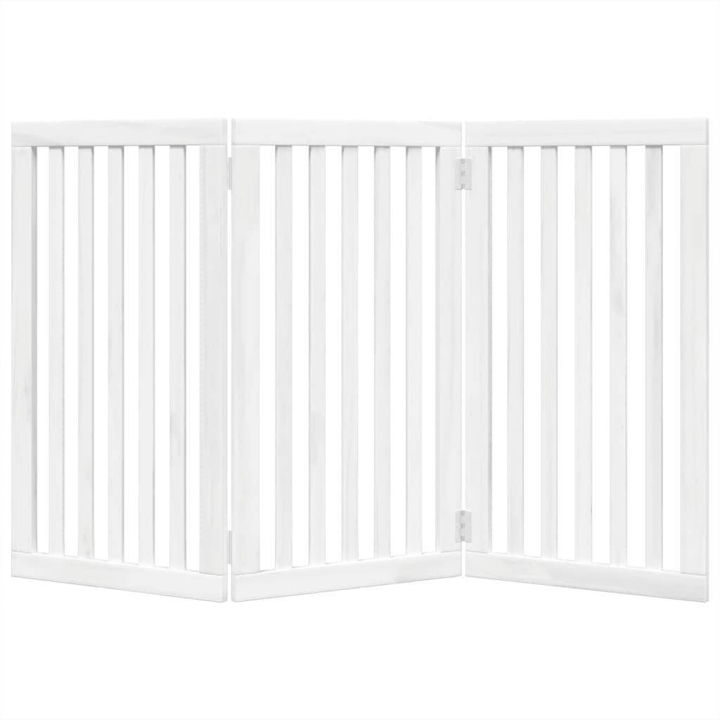 vidaXL Dog Gate Foldable 3 Panels White 150 cm Poplar Wood 4