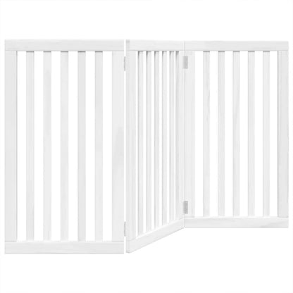 vidaXL Dog Gate Foldable 3 Panels White 150 cm Poplar Wood 6