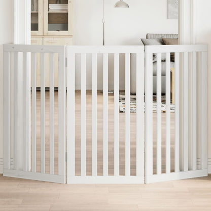 vidaXL Dog Gate Foldable 3 Panels White 150 cm Poplar Wood 1