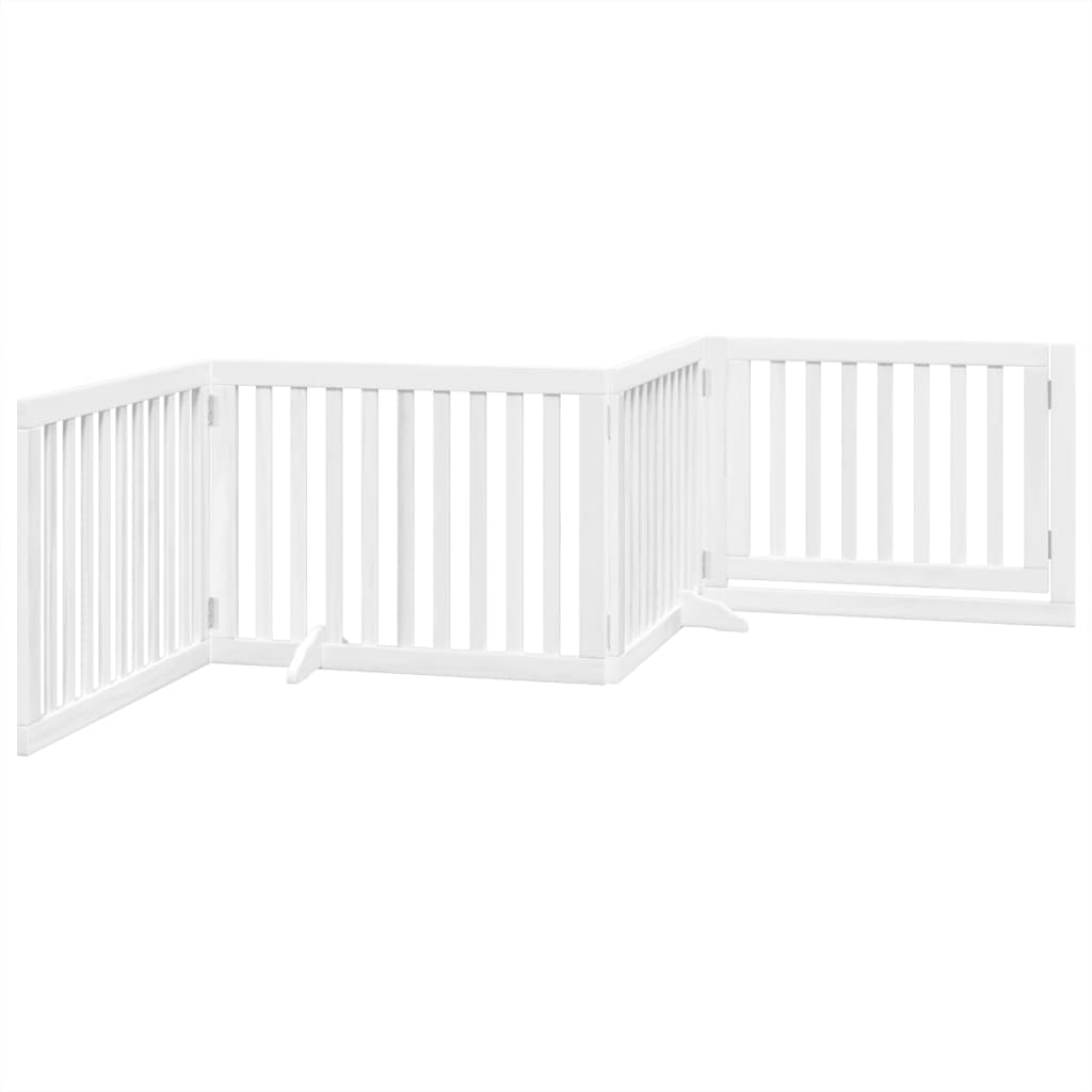 vidaXL Dog Gate with Door Foldable 4 Panels White 320 cm Poplar Wood 6