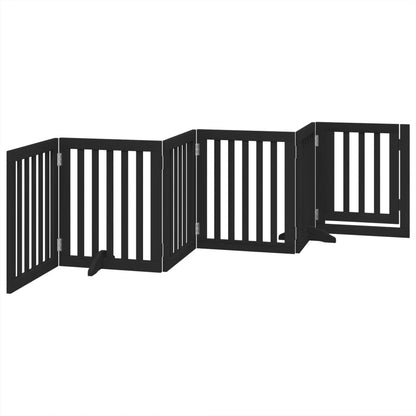 vidaXL Dog Gate with Door Foldable 6 Panels Black 300 cm Poplar Wood 6