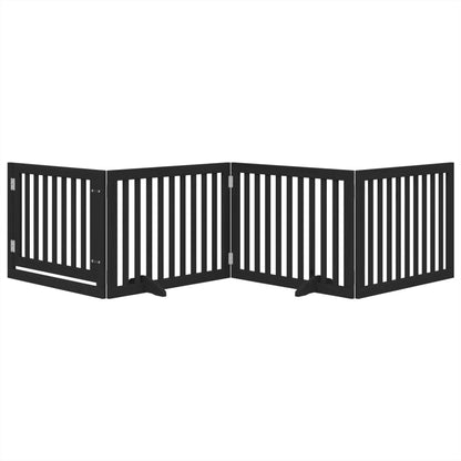 vidaXL Dog Gate with Door Foldable 4 Panels Black 320 cm Poplar Wood 3