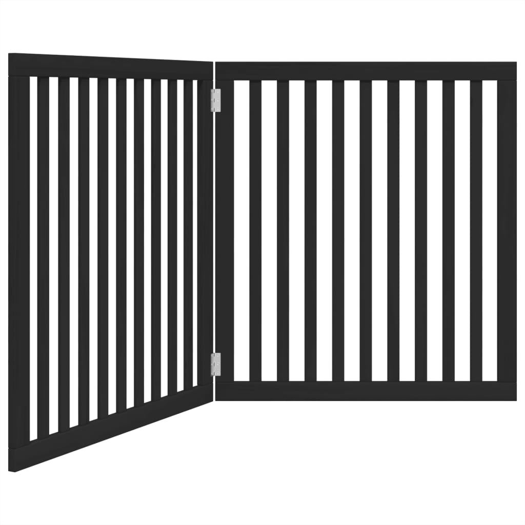 vidaXL Dog Gate Foldable 2 Panels Black 160 cm Poplar Wood 2