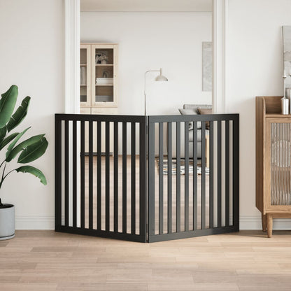 vidaXL Dog Gate Foldable 2 Panels Black 160 cm Poplar Wood 3