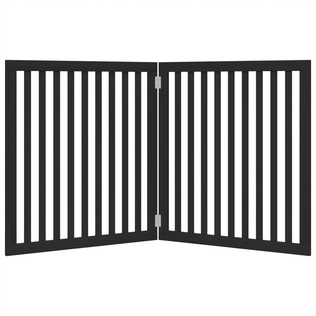 vidaXL Dog Gate Foldable 2 Panels Black 160 cm Poplar Wood 4