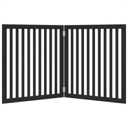 vidaXL Dog Gate Foldable 2 Panels Black 160 cm Poplar Wood 4