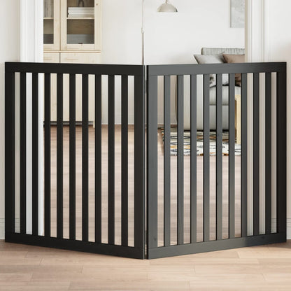 vidaXL Dog Gate Foldable 2 Panels Black 160 cm Poplar Wood 1