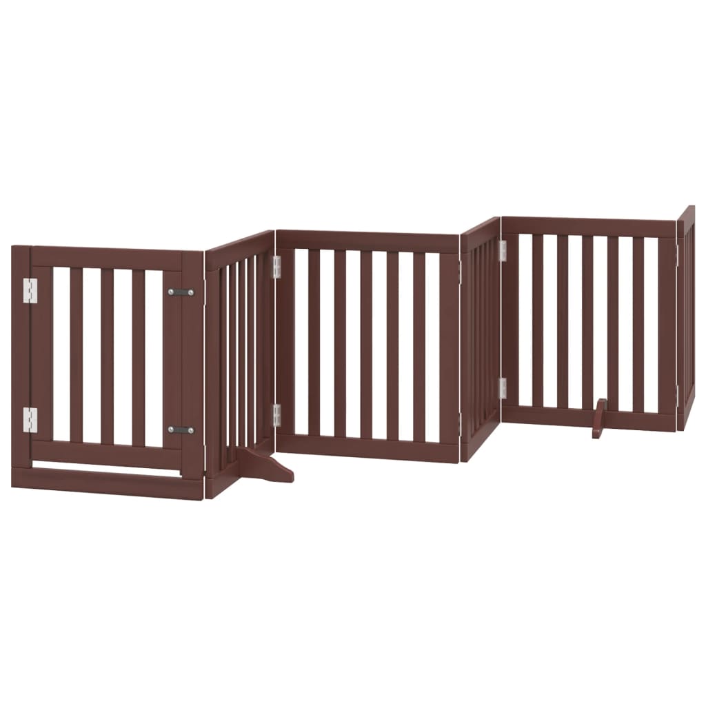vidaXL Dog Gate with Door Foldable 6 Panels Brown 300 cm Poplar Wood 2
