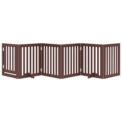 vidaXL Dog Gate with Door Foldable 6 Panels Brown 300 cm Poplar Wood 3