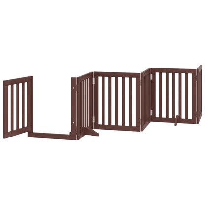 vidaXL Dog Gate with Door Foldable 6 Panels Brown 300 cm Poplar Wood 4