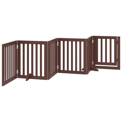 vidaXL Dog Gate with Door Foldable 6 Panels Brown 300 cm Poplar Wood 6
