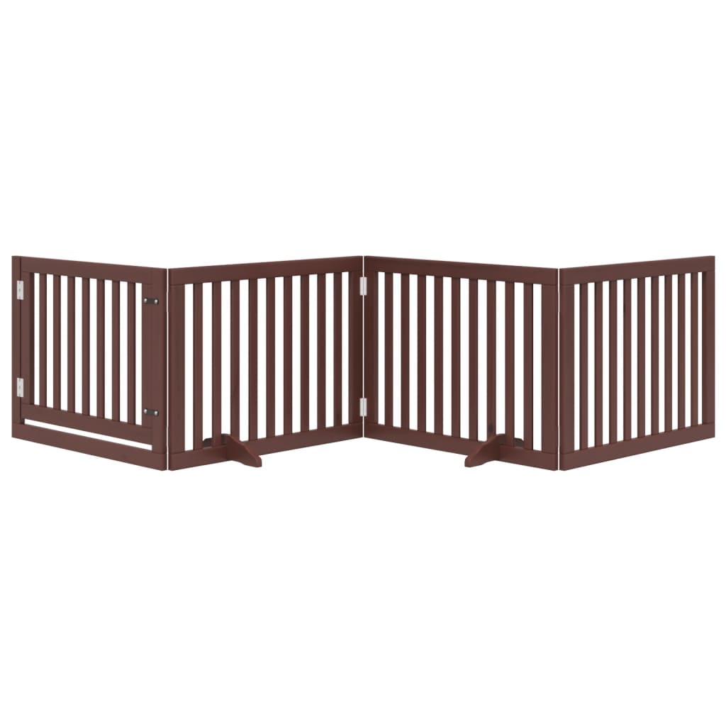 vidaXL Dog Gate with Door Foldable 4 Panels Brown 320 cm Poplar Wood 3