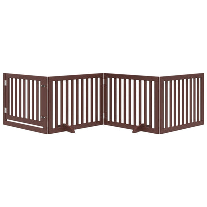 vidaXL Dog Gate with Door Foldable 4 Panels Brown 320 cm Poplar Wood 3