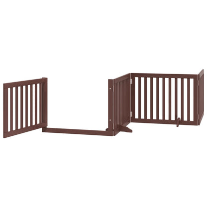 vidaXL Dog Gate with Door Foldable 4 Panels Brown 320 cm Poplar Wood 4
