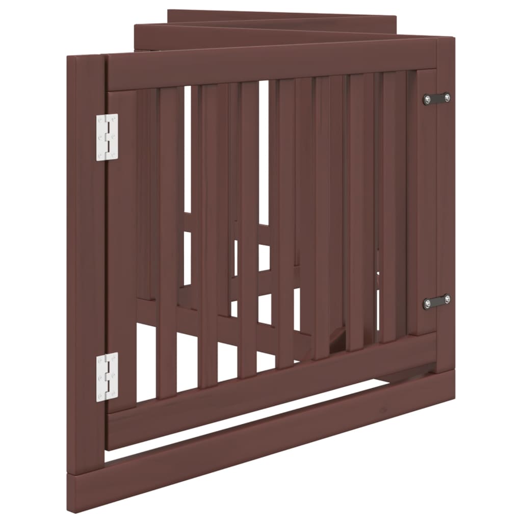 vidaXL Dog Gate with Door Foldable 4 Panels Brown 320 cm Poplar Wood 5