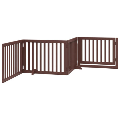 vidaXL Dog Gate with Door Foldable 4 Panels Brown 320 cm Poplar Wood 6