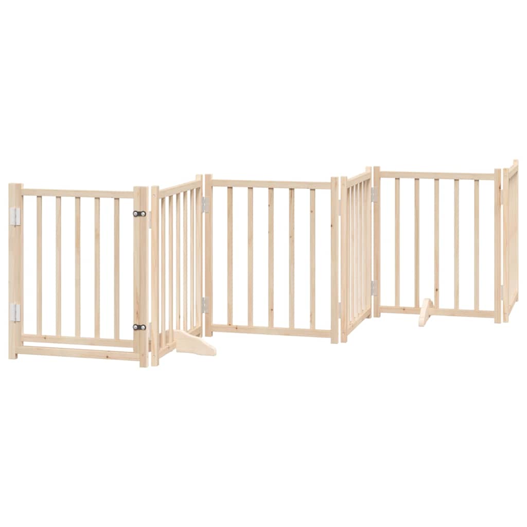 vidaXL Dog Gate with Door Foldable 6 Panels 300 cm Solid Wood Fir 2