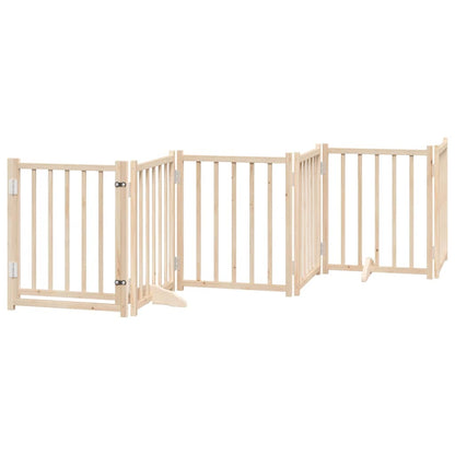 vidaXL Dog Gate with Door Foldable 6 Panels 300 cm Solid Wood Fir 2