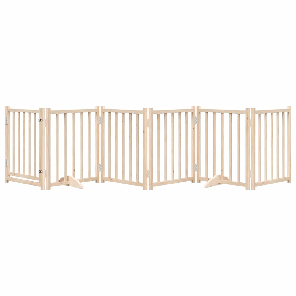 vidaXL Dog Gate with Door Foldable 6 Panels 300 cm Solid Wood Fir 3