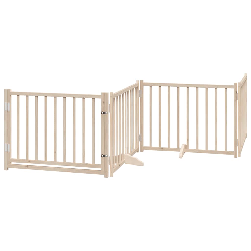 vidaXL Dog Gate with Door Foldable 4 Panels 320 cm Solid Wood Fir 2