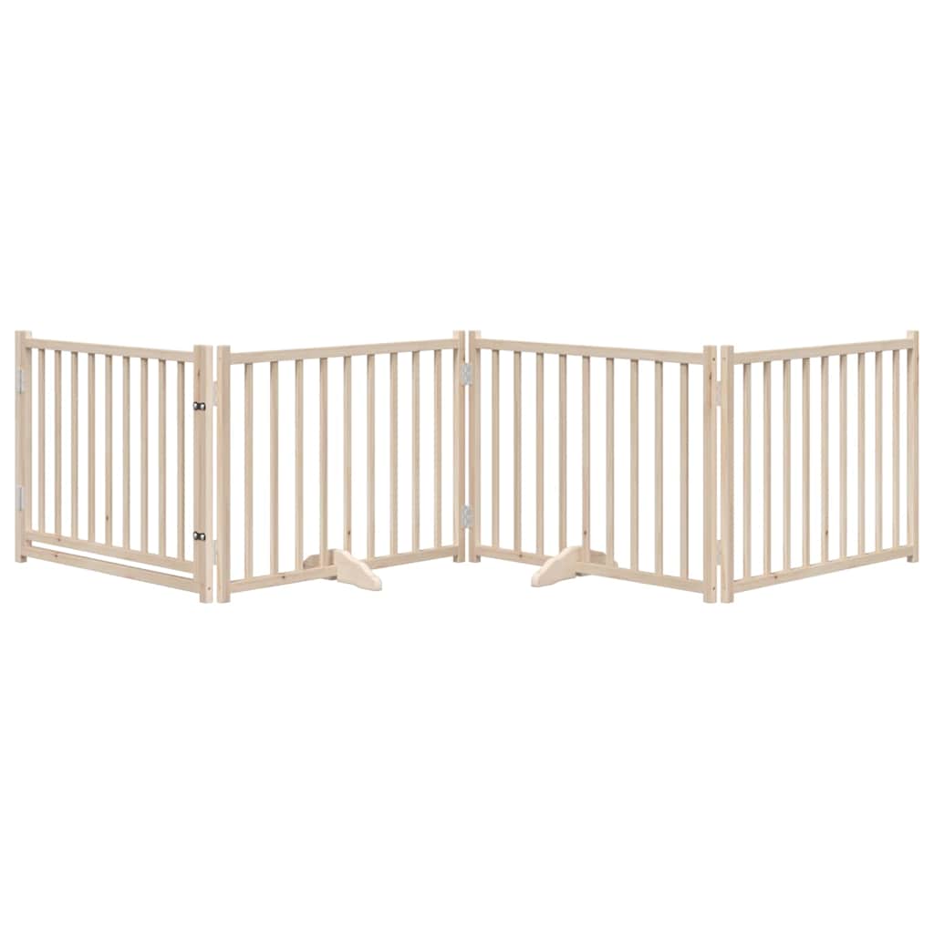 vidaXL Dog Gate with Door Foldable 4 Panels 320 cm Solid Wood Fir 3
