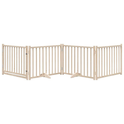 vidaXL Dog Gate with Door Foldable 4 Panels 320 cm Solid Wood Fir 3