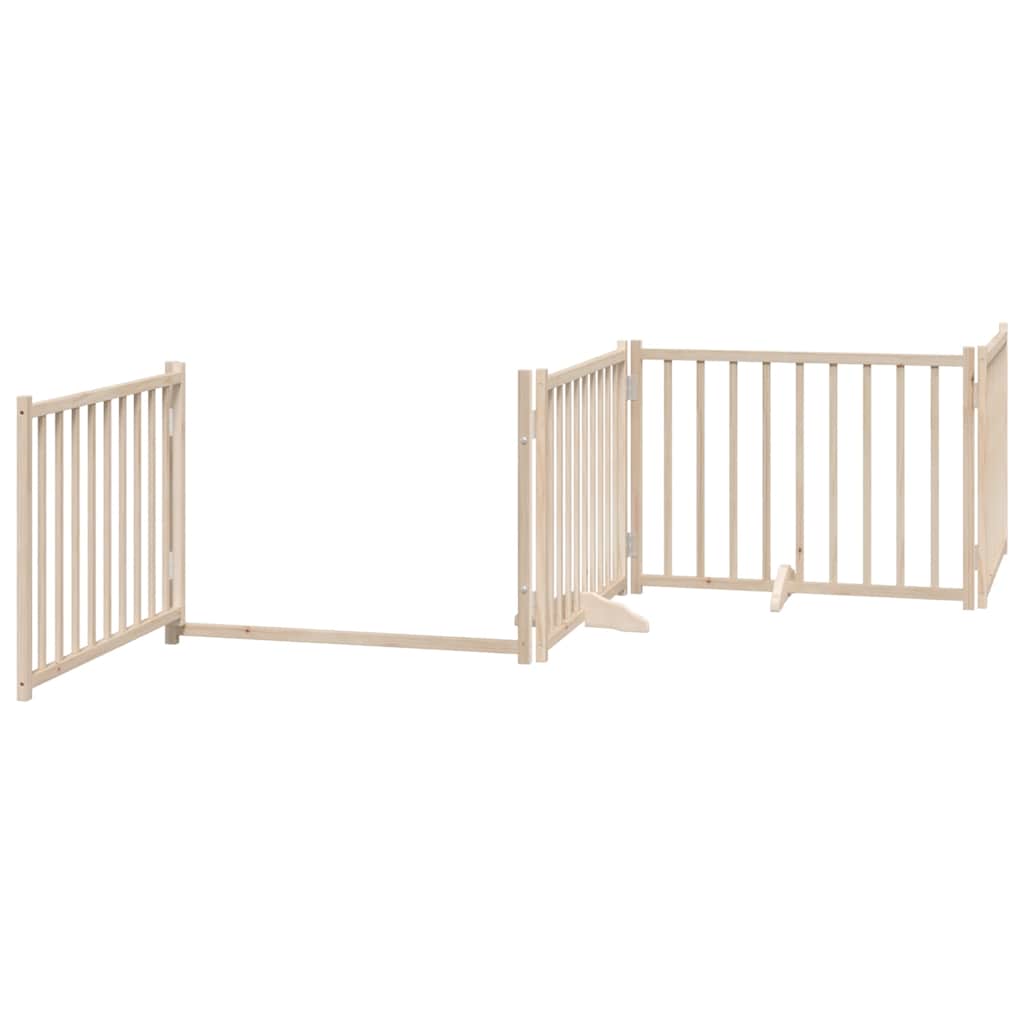 vidaXL Dog Gate with Door Foldable 4 Panels 320 cm Solid Wood Fir 4