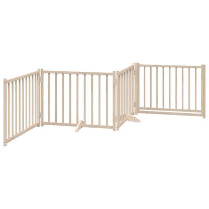 vidaXL Dog Gate with Door Foldable 4 Panels 320 cm Solid Wood Fir 6