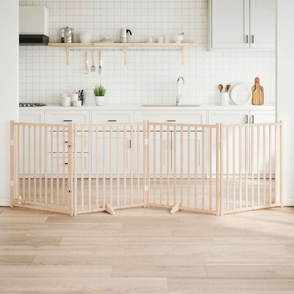 Dog Gate Foldable Panels 160 cm Solid Wood Fir Width 80 cm Natural 90 cm