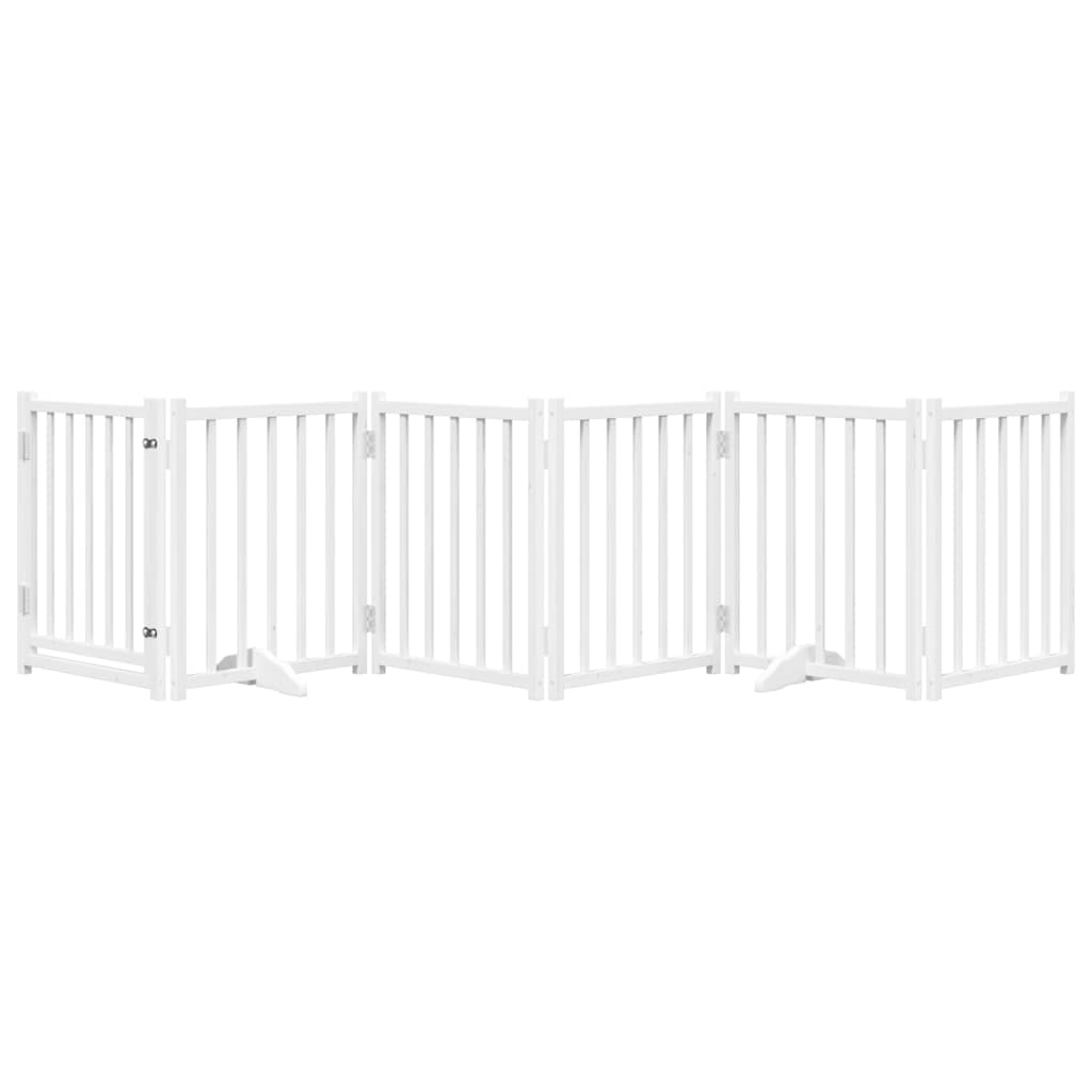 vidaXL Dog Gate with Door Foldable 6 Panels White 300 cm Solid Wood Fir 3